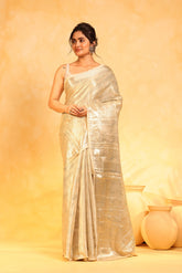 KAVVYA soft and lightweight cream color weaving silk saree - KAVVYA